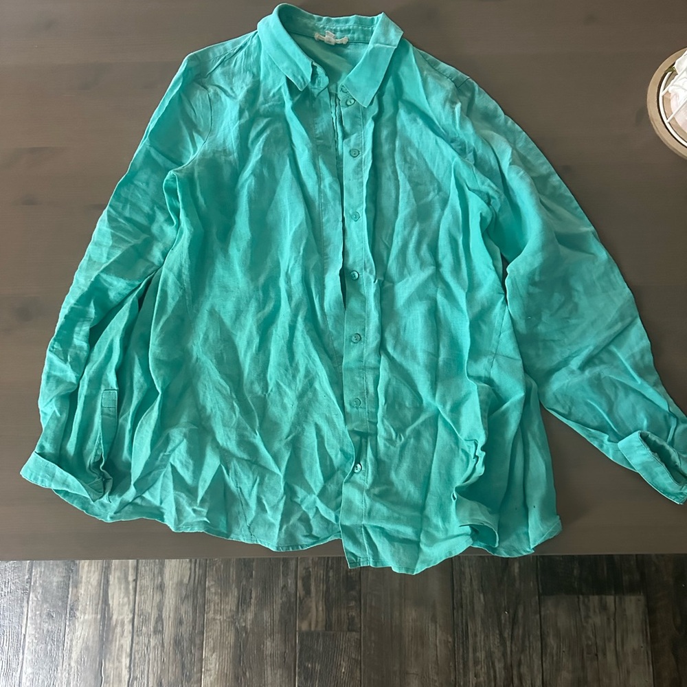 Eileen Fisher Blue Casual Button Down Shirt
